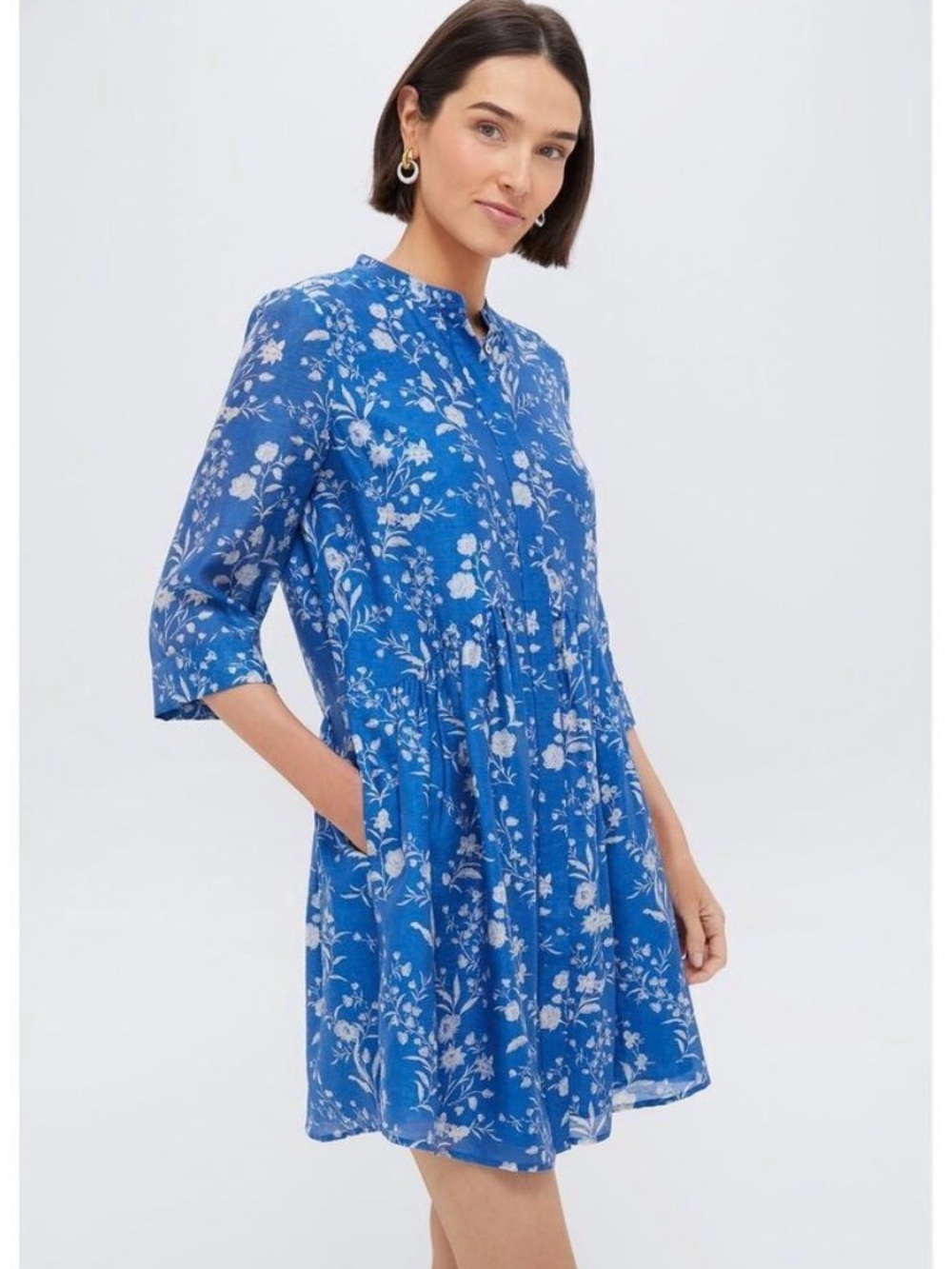 Tuckernuck Limoges Floral Royal Shirt Dress XXS